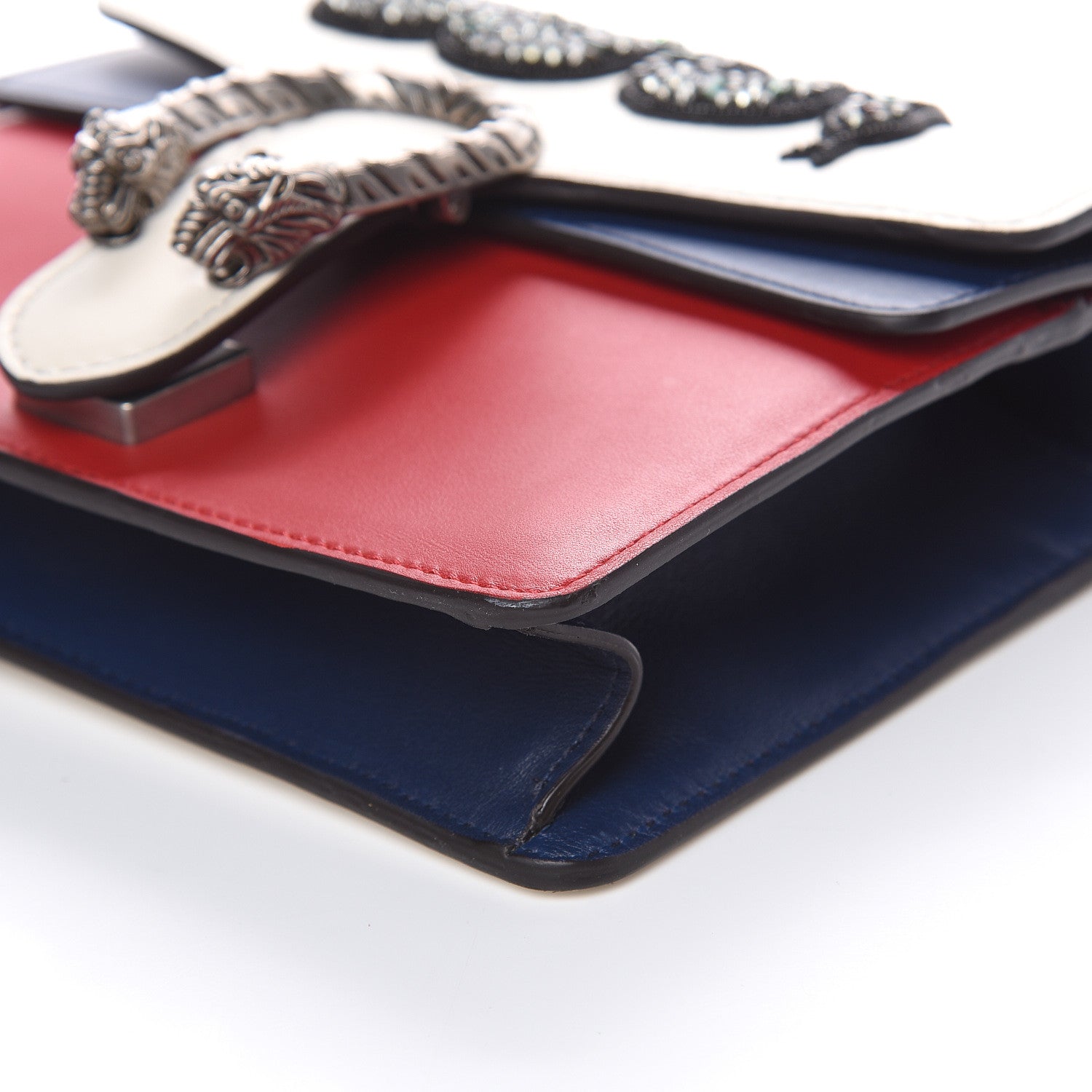 Gucci Calfskin Crystal Snake Embroidered Mini Dionysus Shoulder Bag Mystic White Hibiscus Red Blue Agata 9 of 15