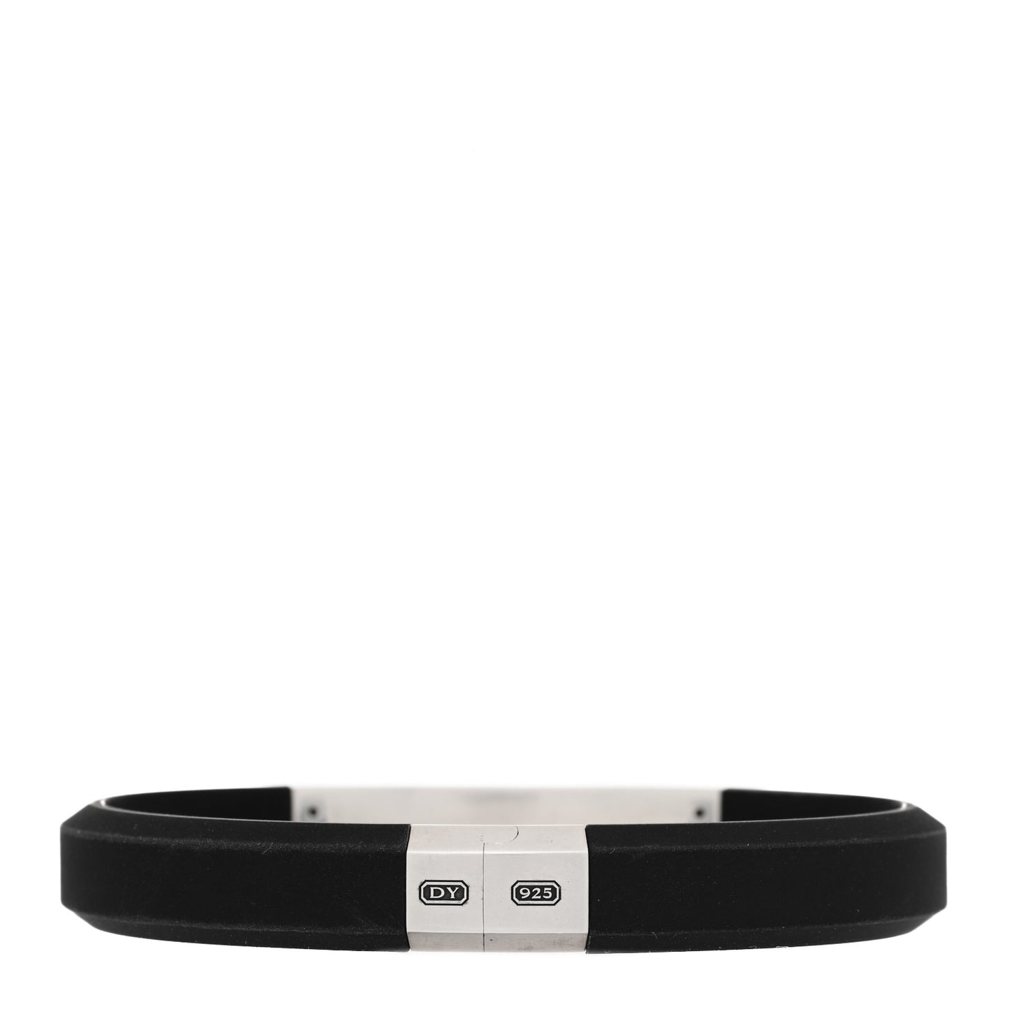 Sterling Silver Rubber Black Onyx Streamline ID Bracelet Black
