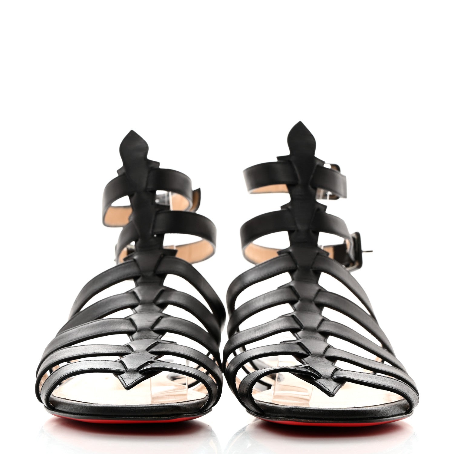 Christian Louboutin Calfskin Neronna Cage Flat Sandals 38 Black 2 of 7