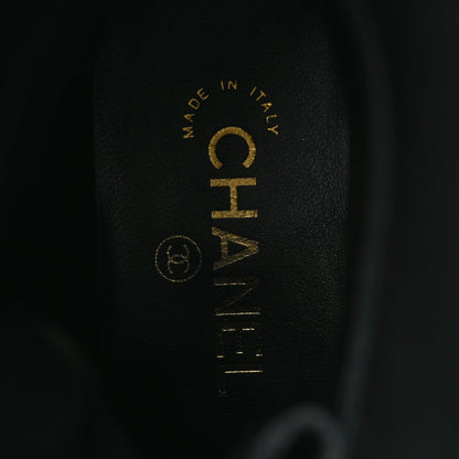 Chanel Shiny Calfskin Lace Up Combat Boots 38.5 Black 9 of 10