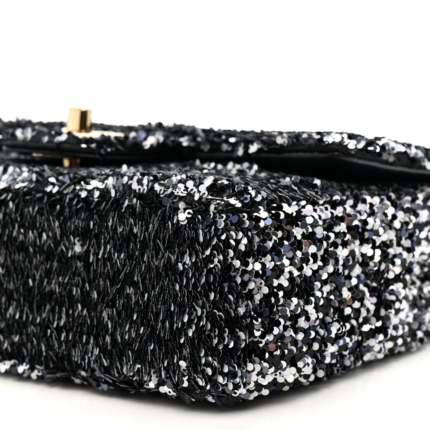 Chanel Sequin Quilted Small Single Flap Black White Grey 10 of 11