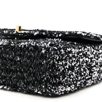 Chanel Sequin Quilted Small Single Flap Black White Grey 10 of 11