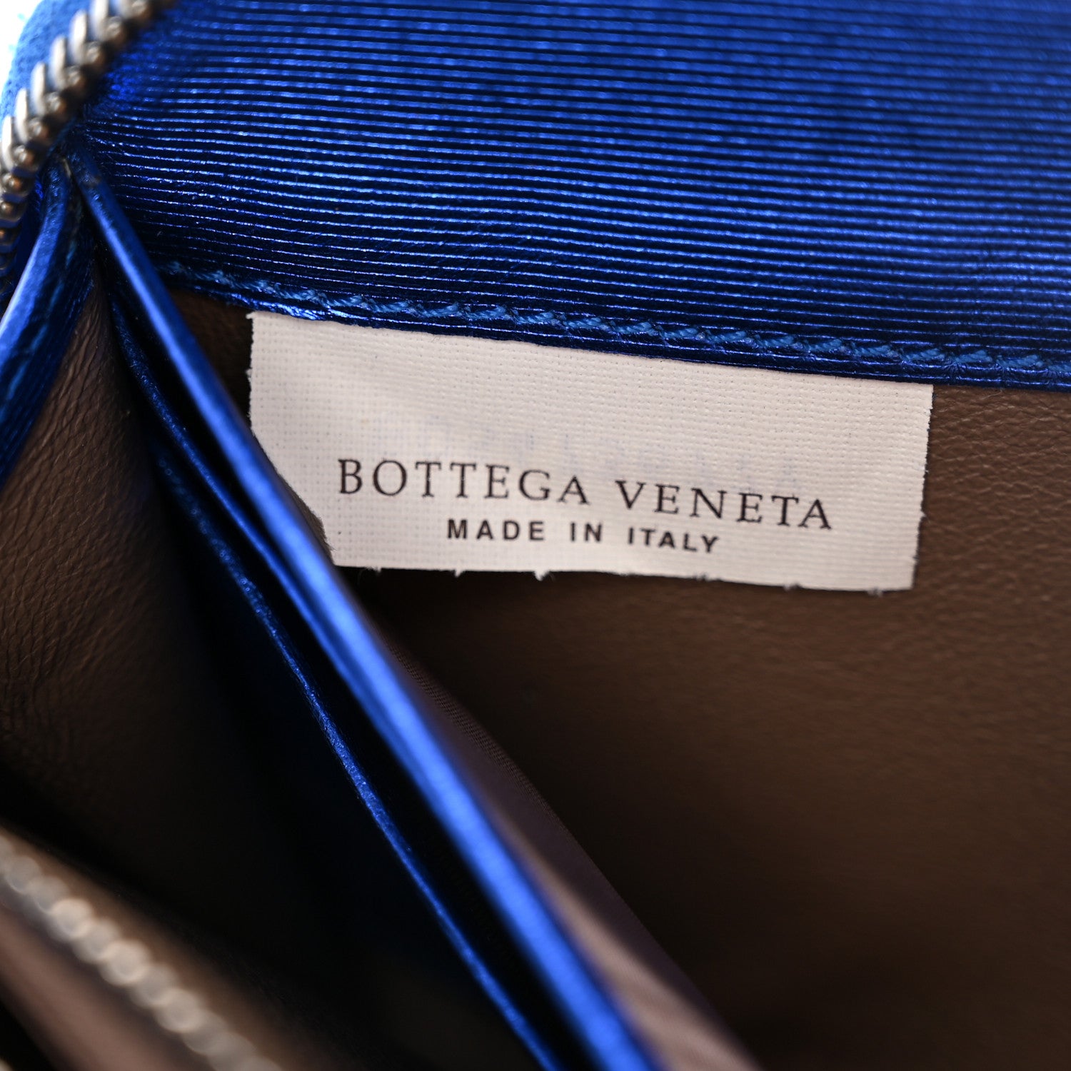 Bottega Veneta Metallic Grosgrain Intrecciato Zip Around Wallet Cobalt 7 of 11