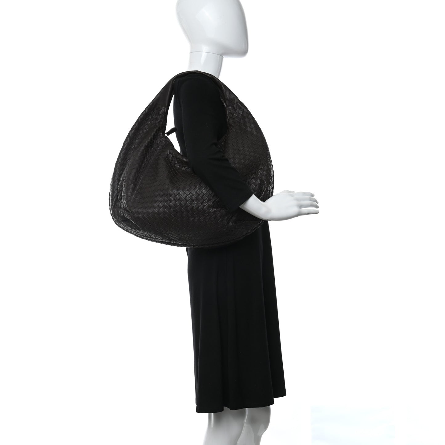 Nappa Intrecciato Large Belly Veneta Hobo Ebano