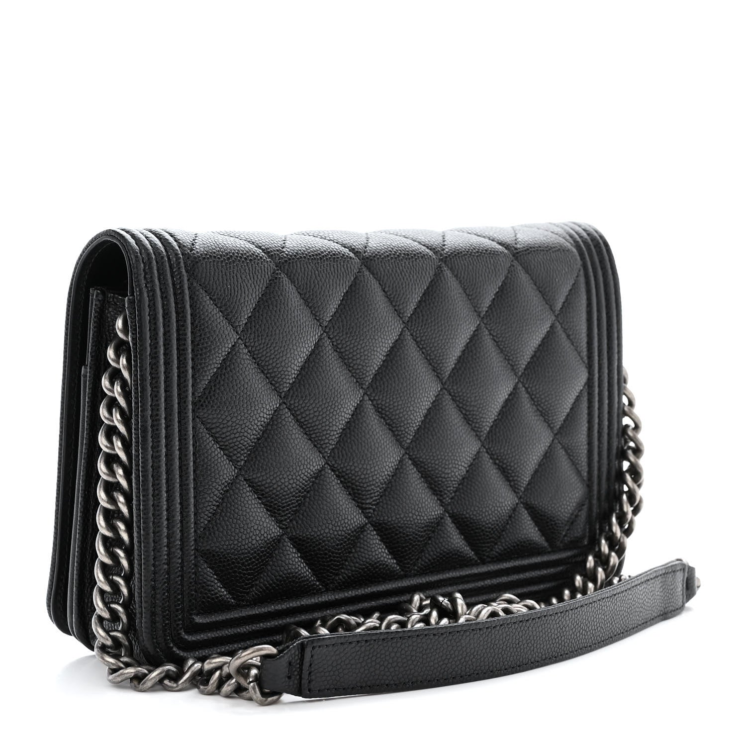 Chanel Caviar Quilted Boy Wallet On Chain WOC Black 3 of 12