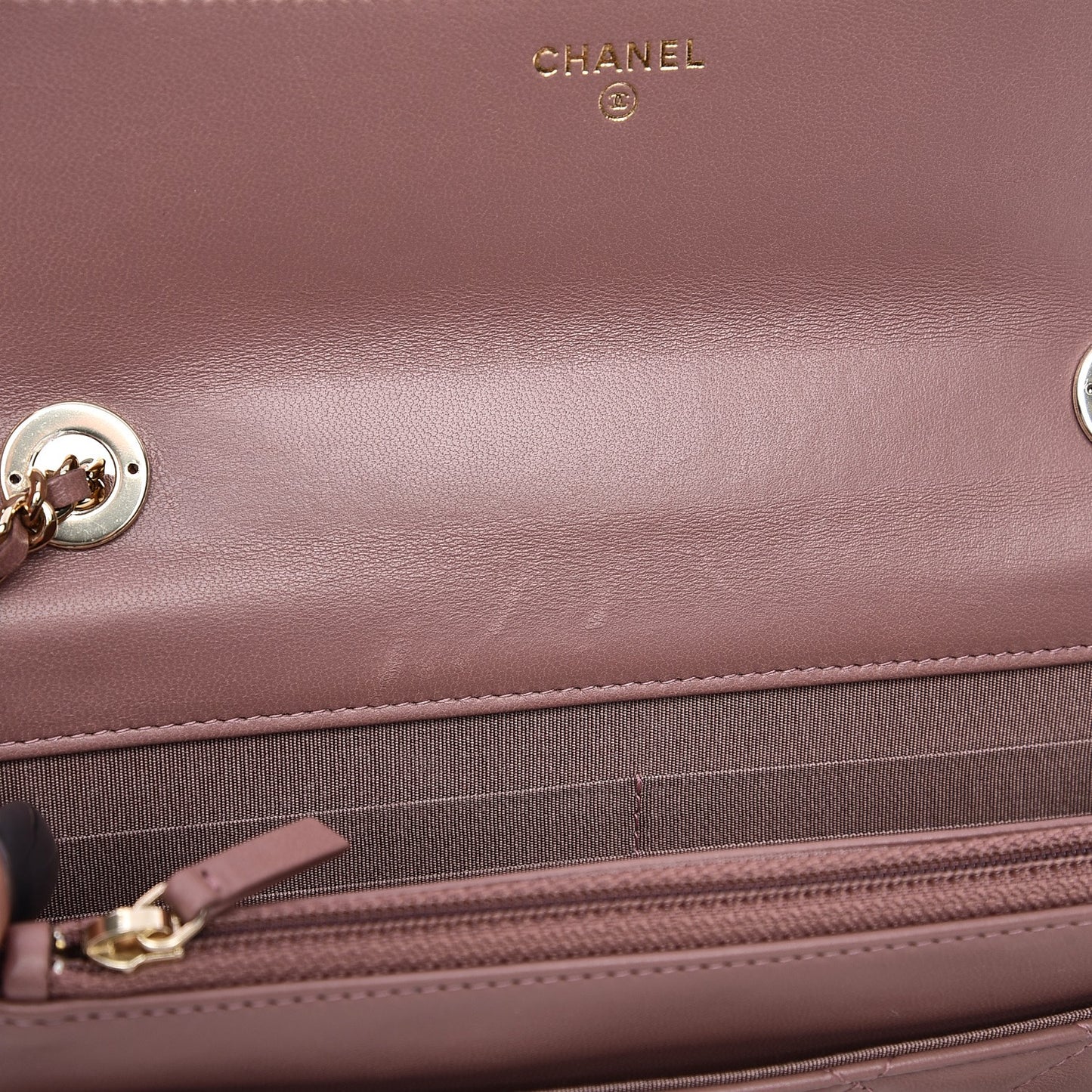 Lambskin Quilted Trendy CC Wallet On Chain WOC Pink