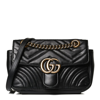 Gucci Calfskin Matelasse Mini GG Marmont Shoulder Bag Black 1 of 15