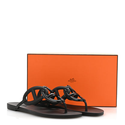 Hermes Rubber Womens Egerie Sandals 39 Black 10 of 10
