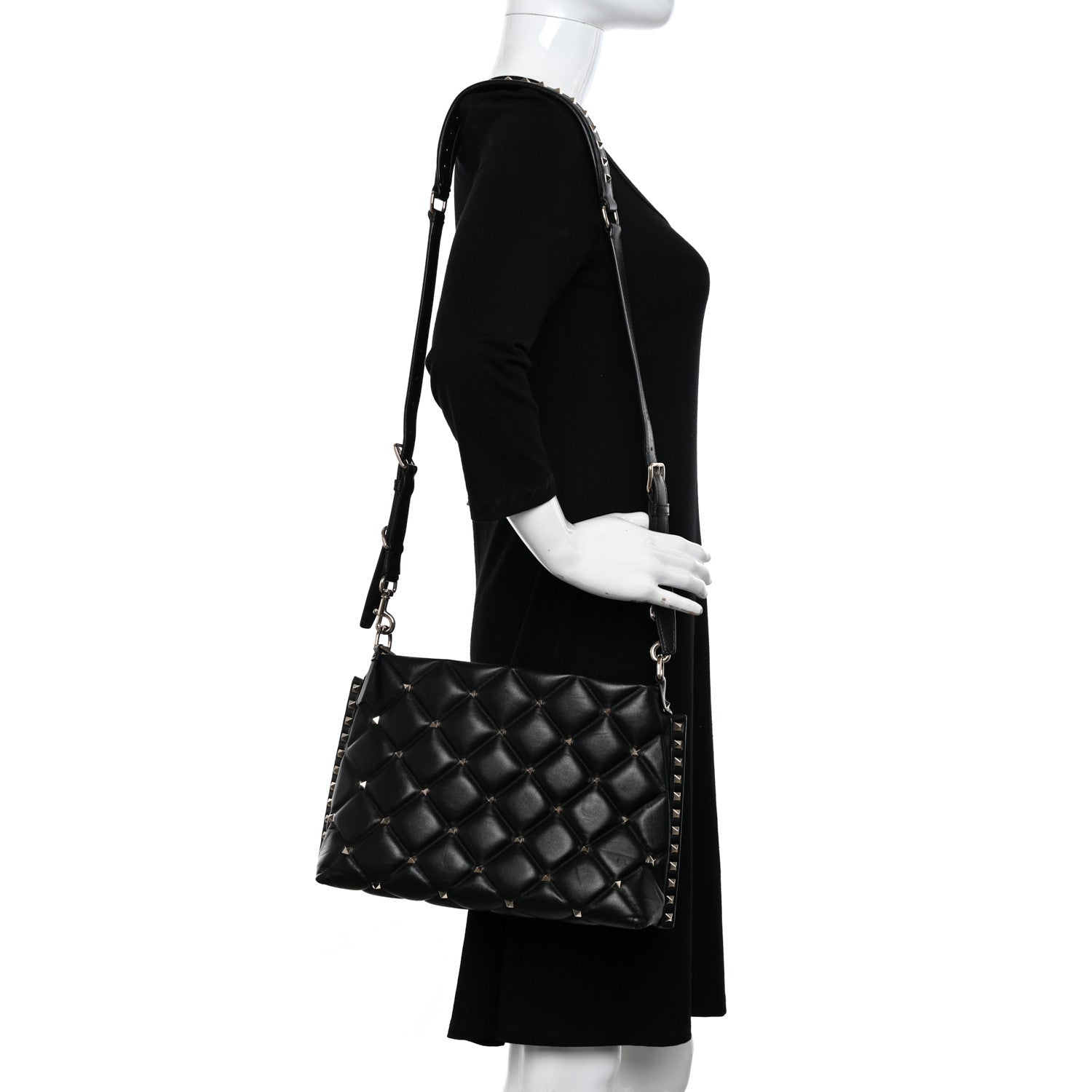 Valentino Garavani Nappa Candystud Shoulder Bag Black 2 of 10