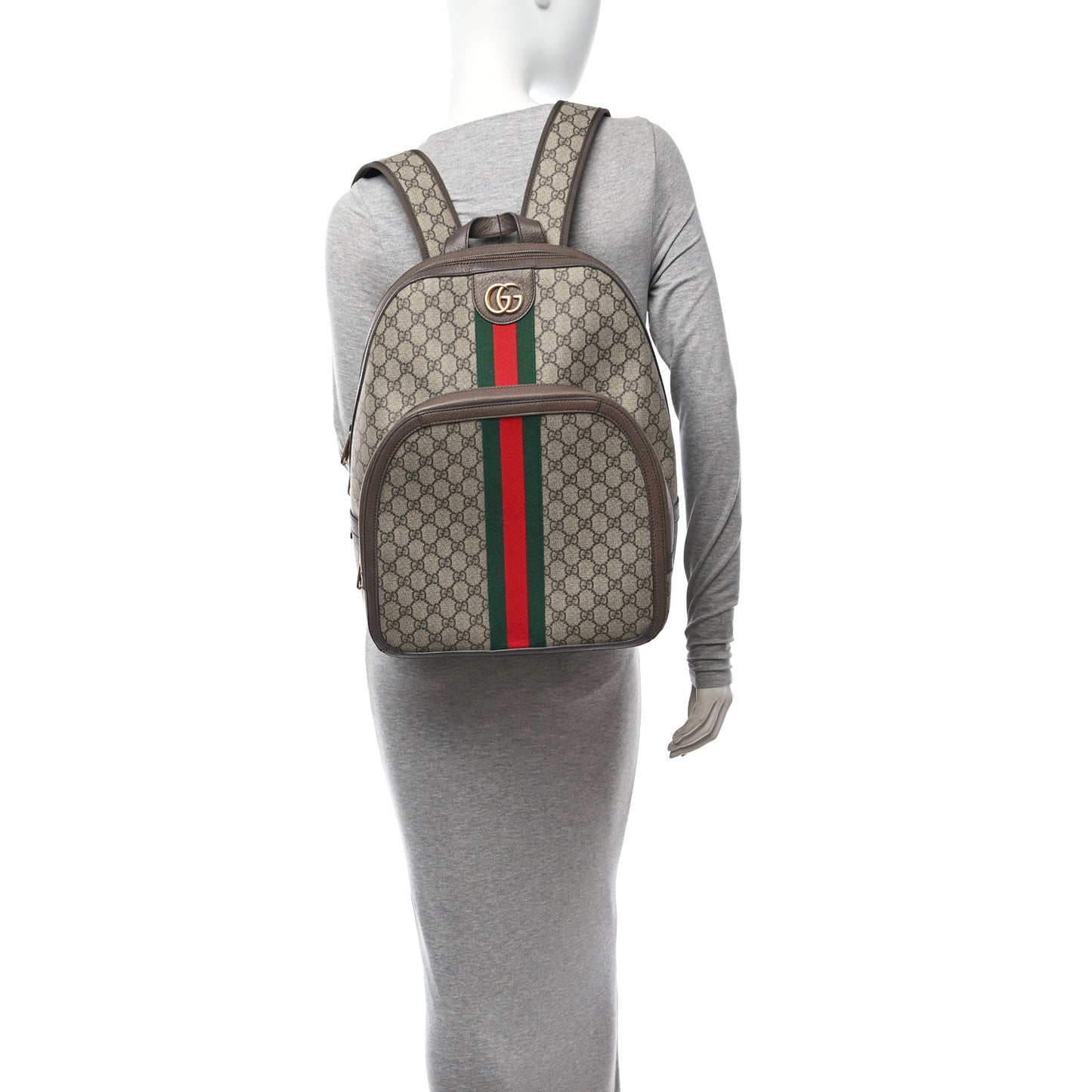 GG Supreme Monogram Medium Ophidia Day Backpack Brown