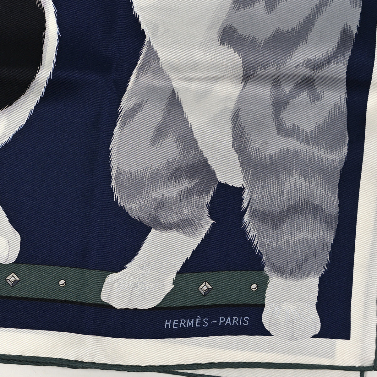 Hermes Silk Tours De Cles Scarf 70 Marine Black Gris 3 of 3