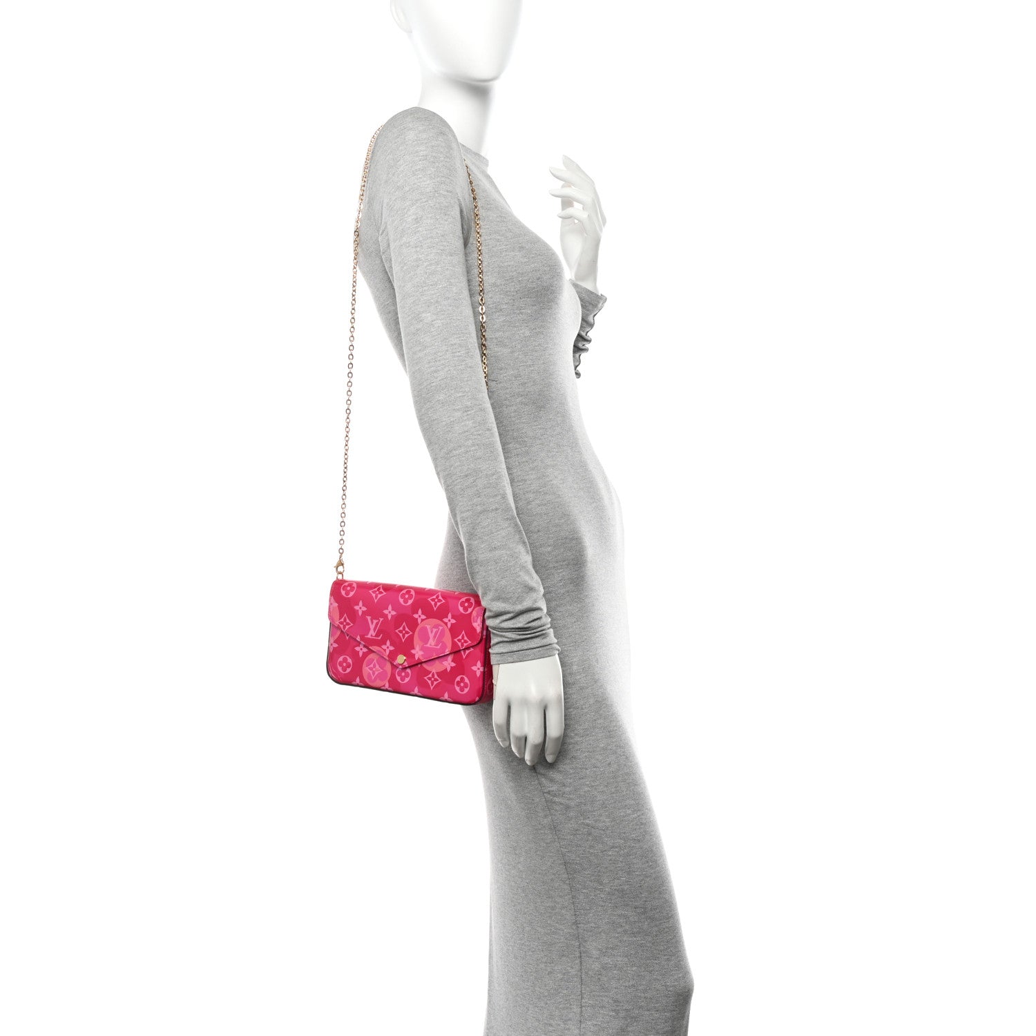 Louis Vuitton Vernis Valentine Pochette Felicie Chain Wallet Fuchsia 2 of 11