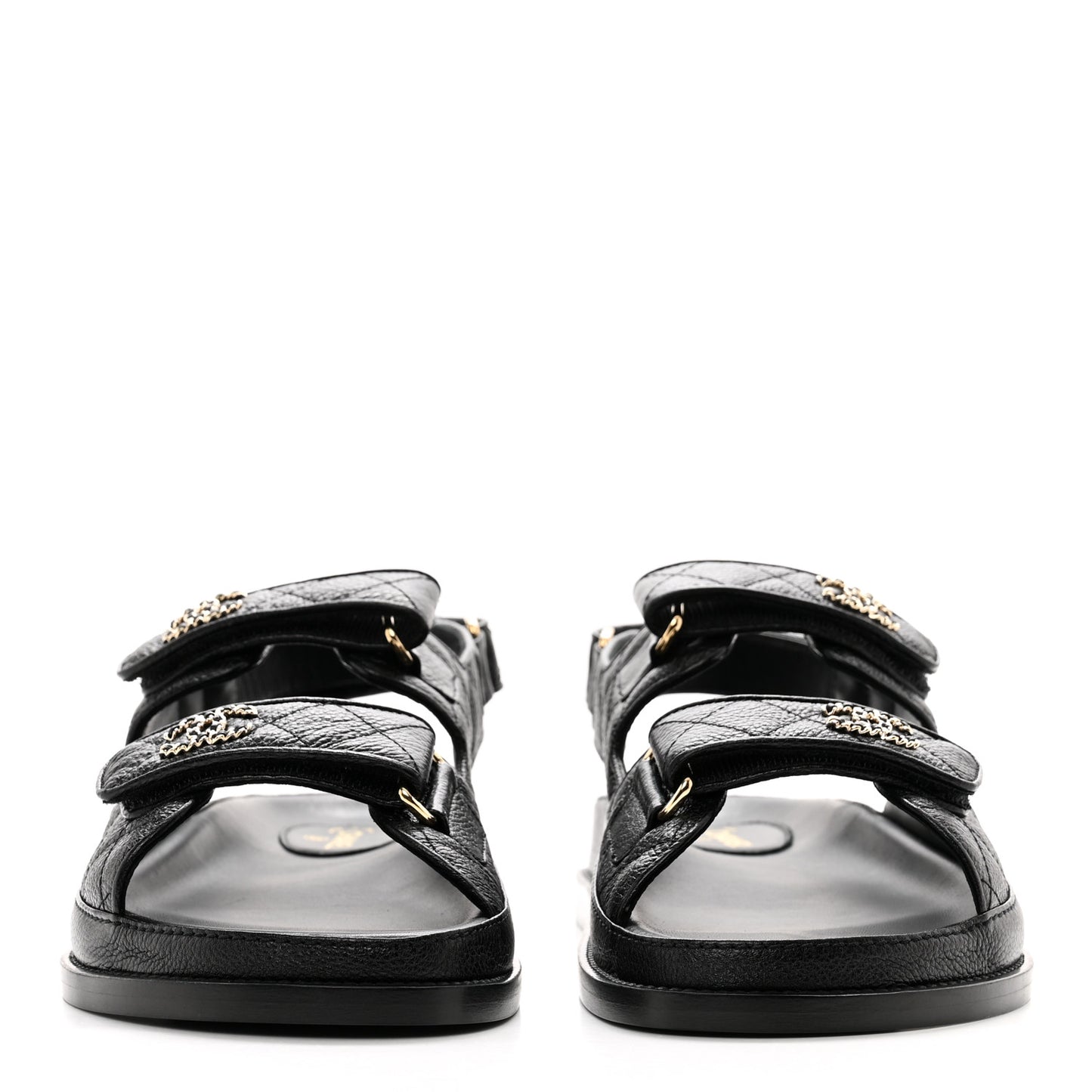 Grained Calfskin Velcro Dad Sandals 40 Black
