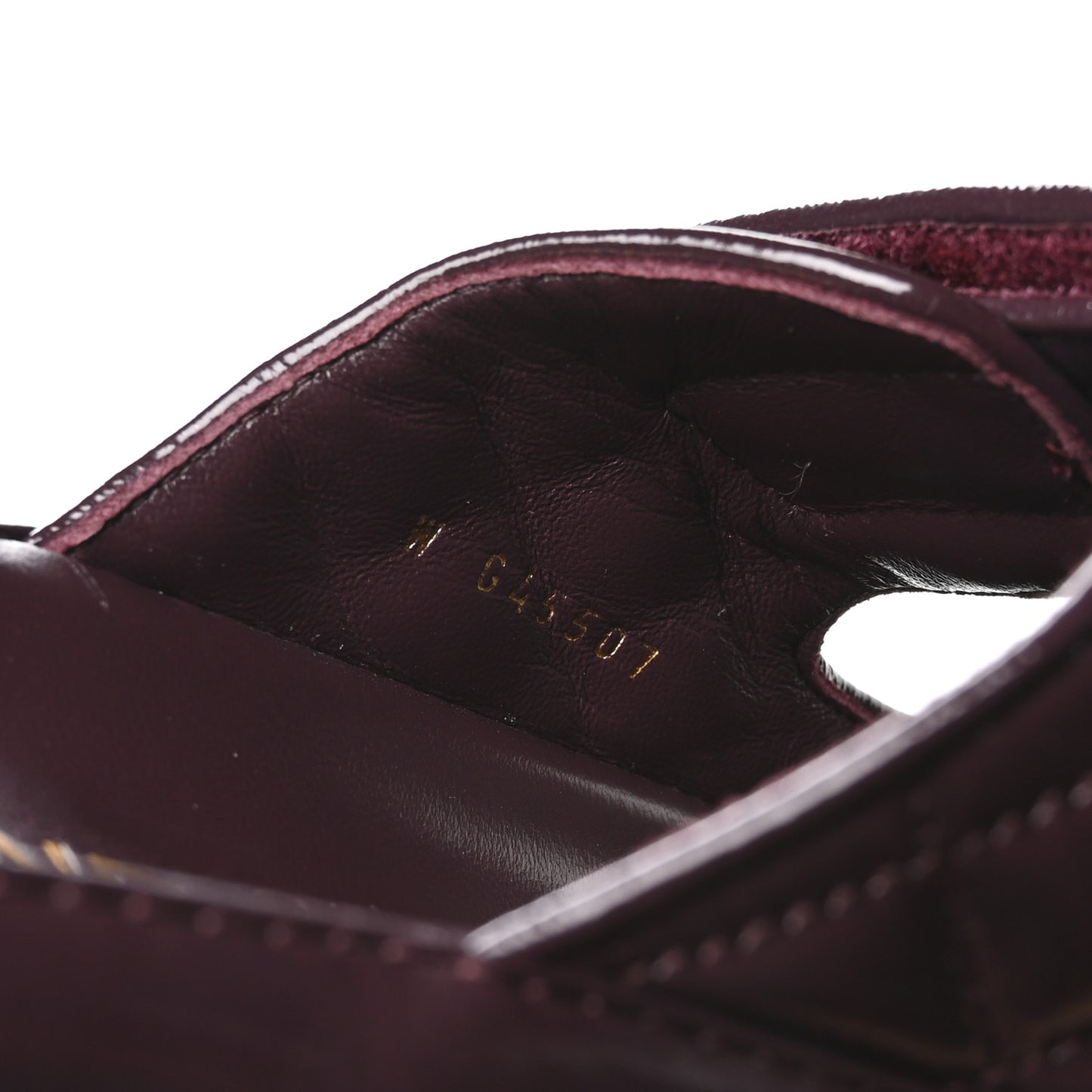 Shiny Calfskin Quilted Velcro Dad Pearl CC Slide Sandals  40 Burgundy