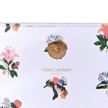 Saint Laurent Calfskin Prairie Flower Printed Small Classic Monogram Kate Satchel White 5 of 14
