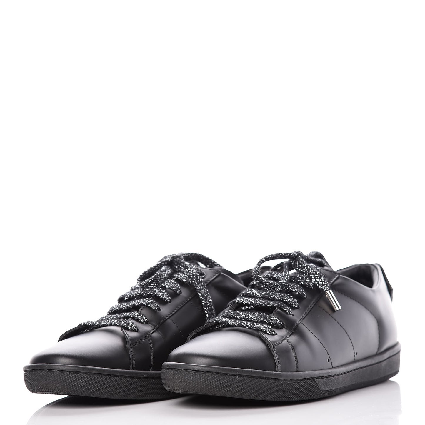 Calfskin Metallic Ayers Signature Court Lips Sneakers 37 Oro Moon Black