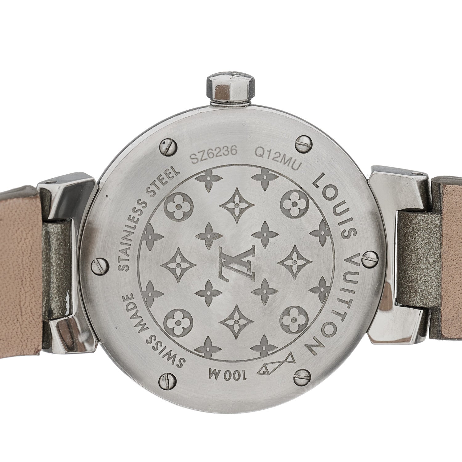 Louis Vuitton Stainless Steel Vernis Diamond 28mm Tambour Quartz Watch Grey 4 of 4