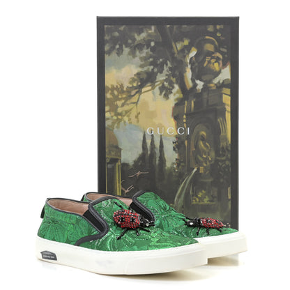 Gucci Brocade Ladybug Embroidered Slip On Sneakers 36.5 13 of 13
