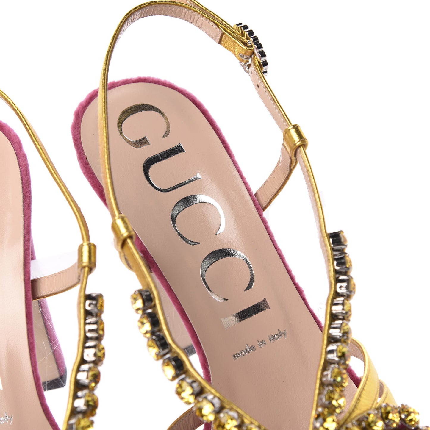 Velvet Nappa Crystal Zephyra Slingback Platform High Heel Sandals 39 Pink Gold