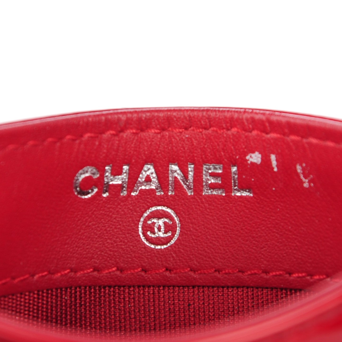 Patent Quilted Brilliant Card Holder Red