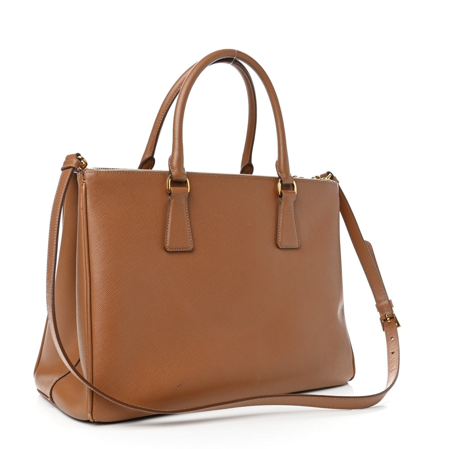 Saffiano Medium Galleria Double Zip Tote Caramel
