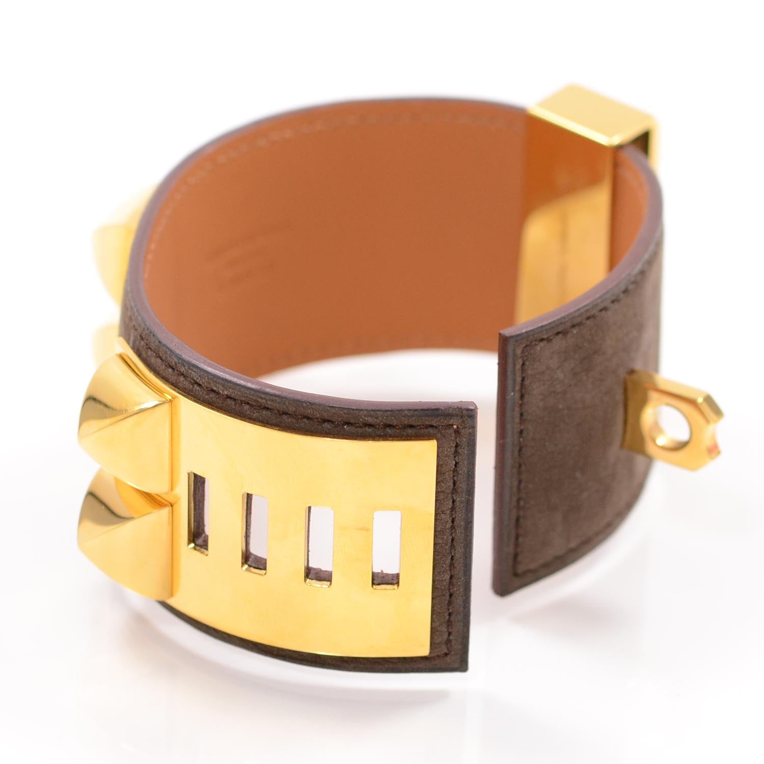 Hermes Taurillon Gaucho Collier de Chien CDC Bracelet Chocolate 5 of 7