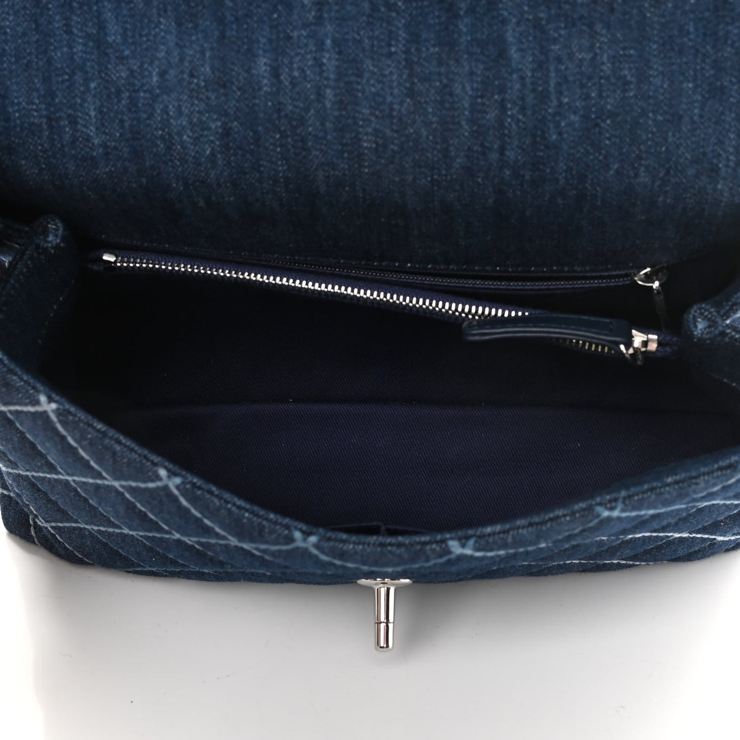 Denim Quilted Small Coco Handle Flap Blue