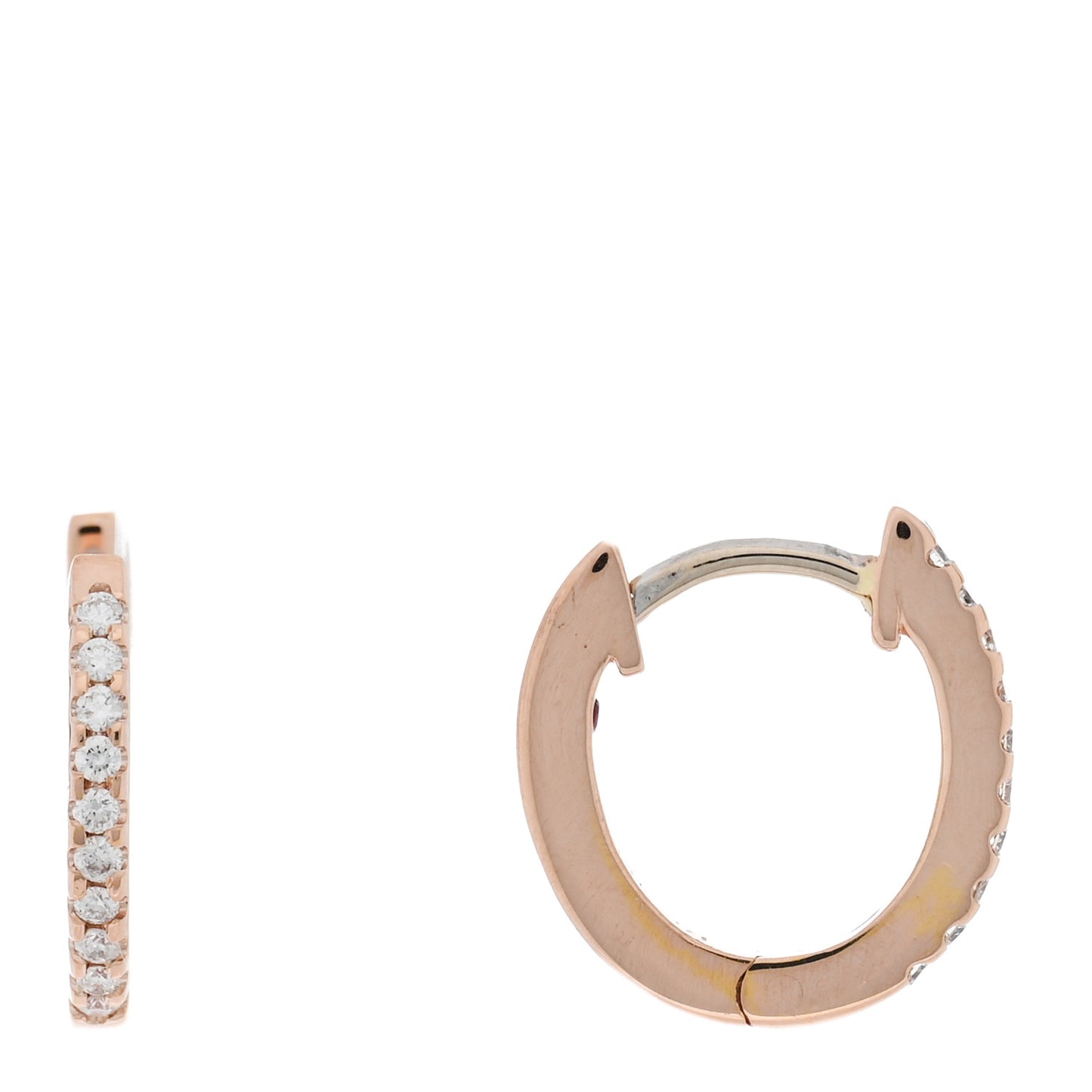 18K Rose Gold Diamond Classic Huggie Hoop Earrings