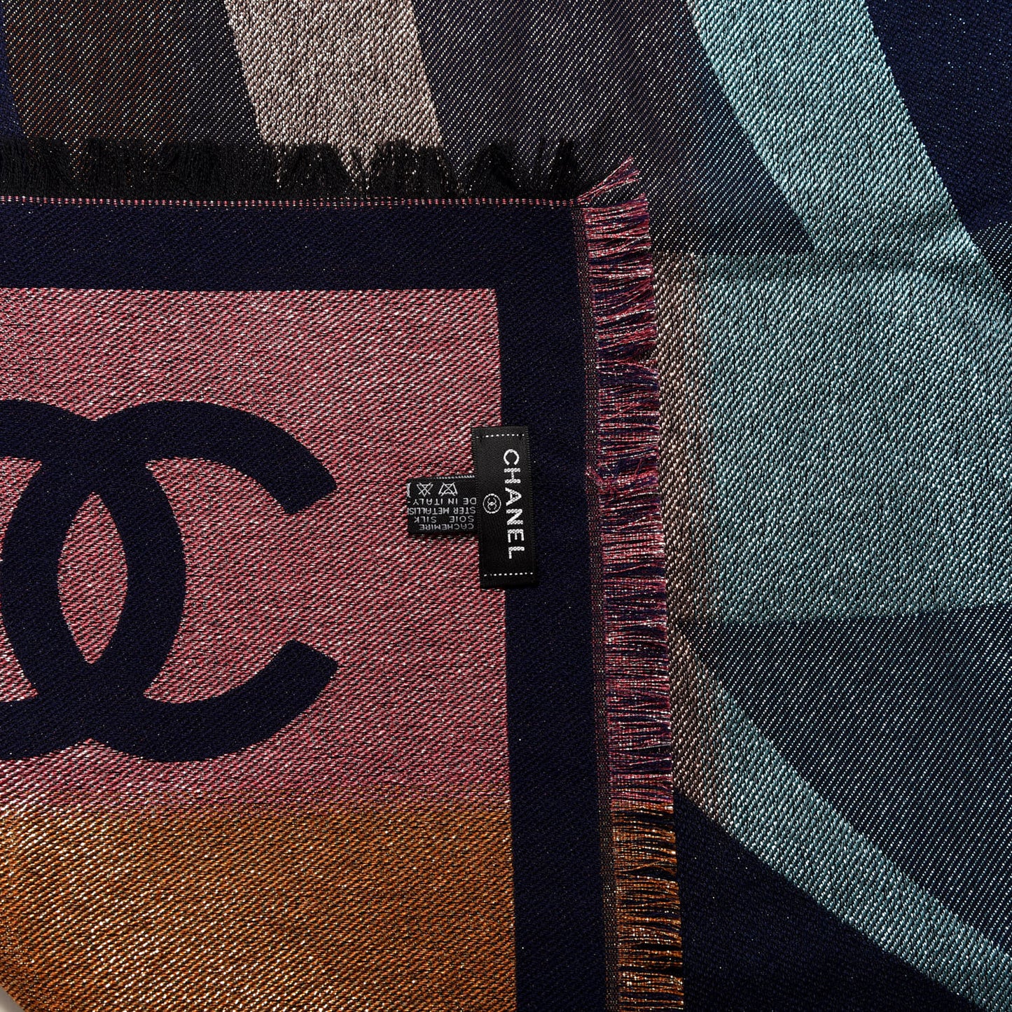 Cashmere Silk Blend Metallic CC Scarf Multicolor