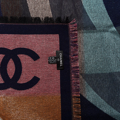 Chanel Cashmere Silk Blend Metallic CC Scarf Multicolor 3 of 3