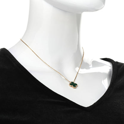 Van Cleef & Arpels 18K Yellow Gold Malachite Vintage Alhambra Pendant Necklace 2 of 7
