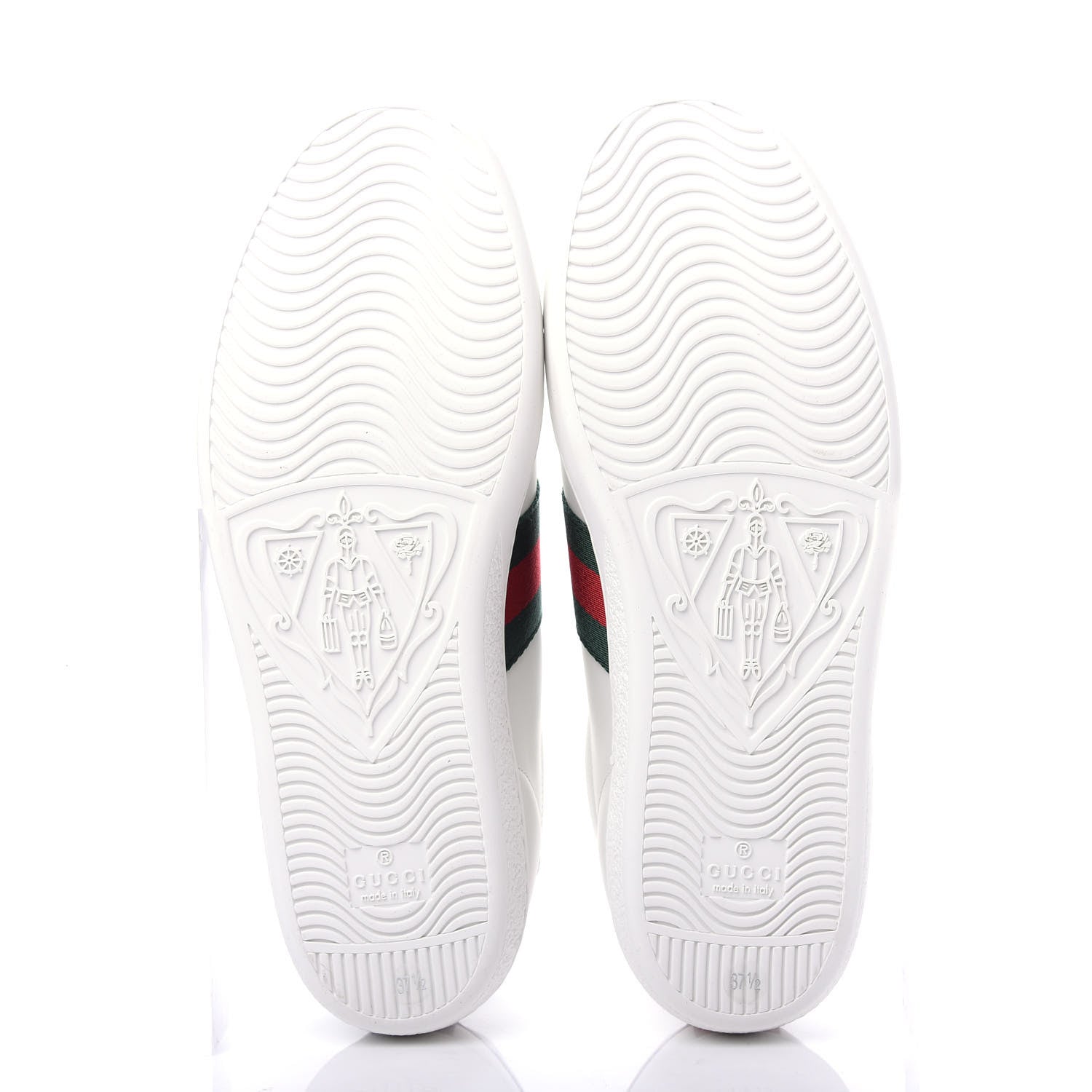 Gucci Calfskin Ayers Bee Embroidered Womens Ace Sneakers 37.5 White Green 6 of 11