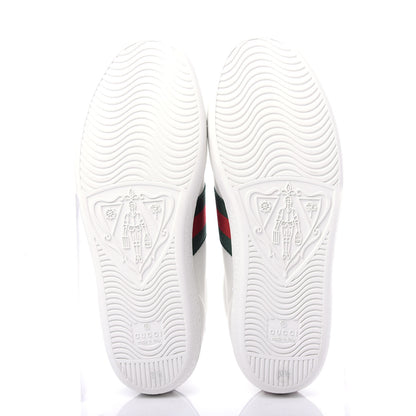 Gucci Calfskin Ayers Bee Embroidered Womens Ace Sneakers 37.5 White Green 6 of 11