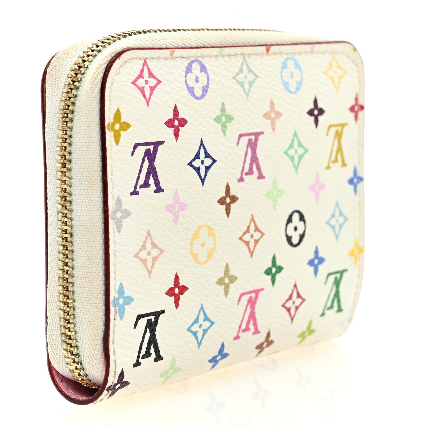 Monogram Multicolor Zippy Coin Purse Wallet White Litchi