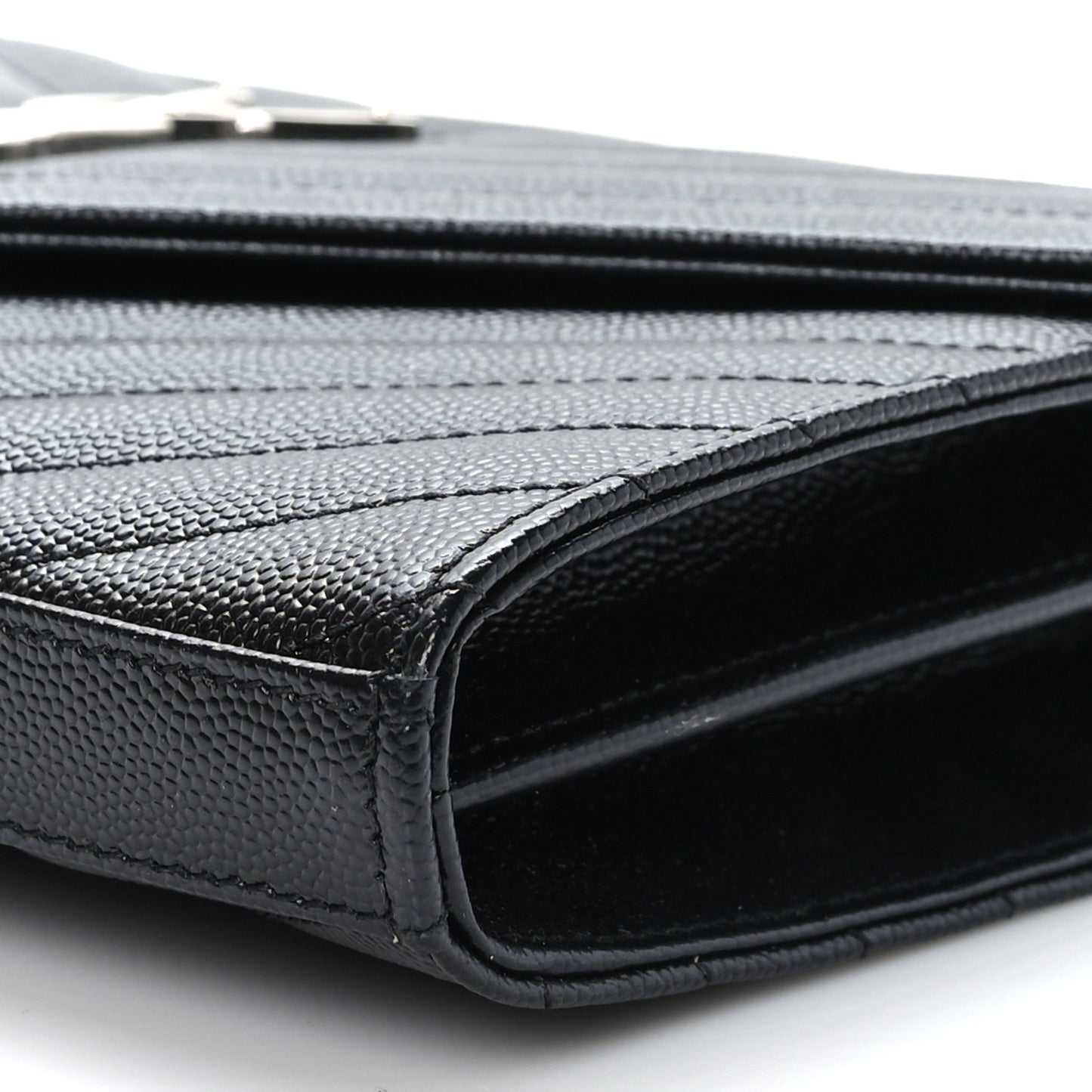 Grain De Poudre Matelasse Chevron Monogram Chain Wallet Black