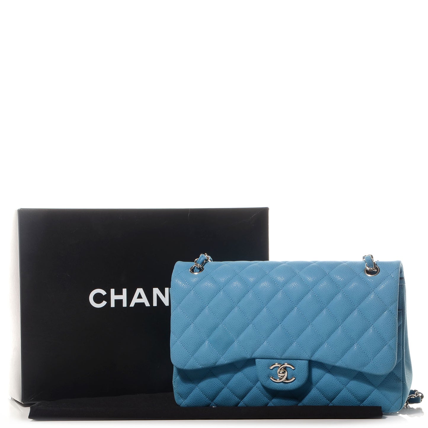 Iridescent Caviar Jumbo Double Flap Blue