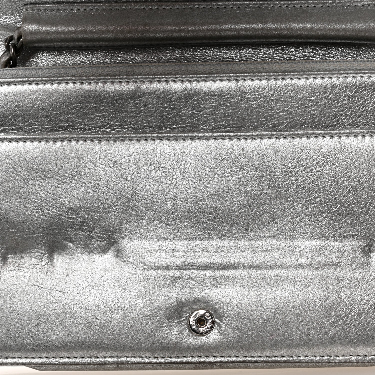 Chanel Metallic Galuchat Stingray Lambskin Boy Wallet On Chain WOC Silver 11 of 12