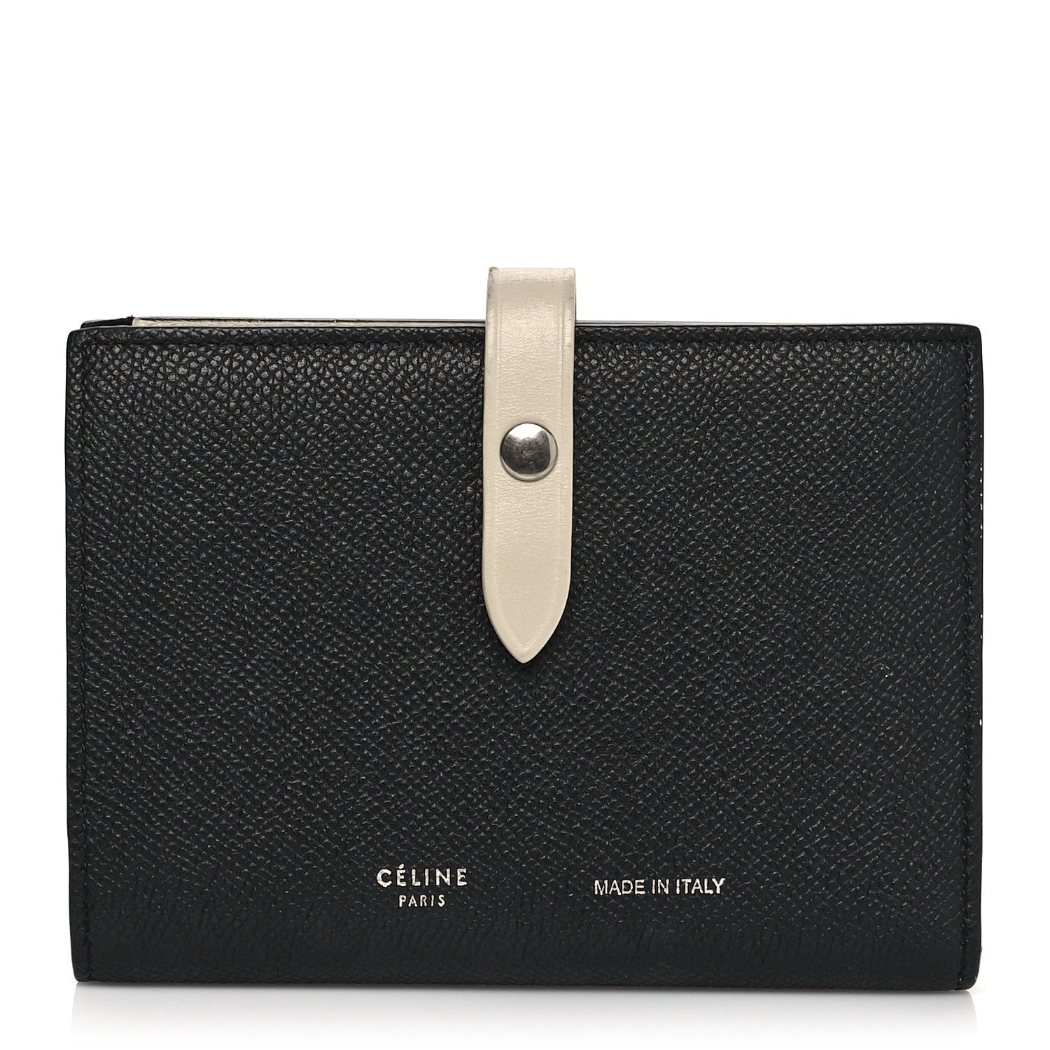 Celine Grained Calfskin Medium Multifunction Strap Wallet Black Chalk 1 of 10
