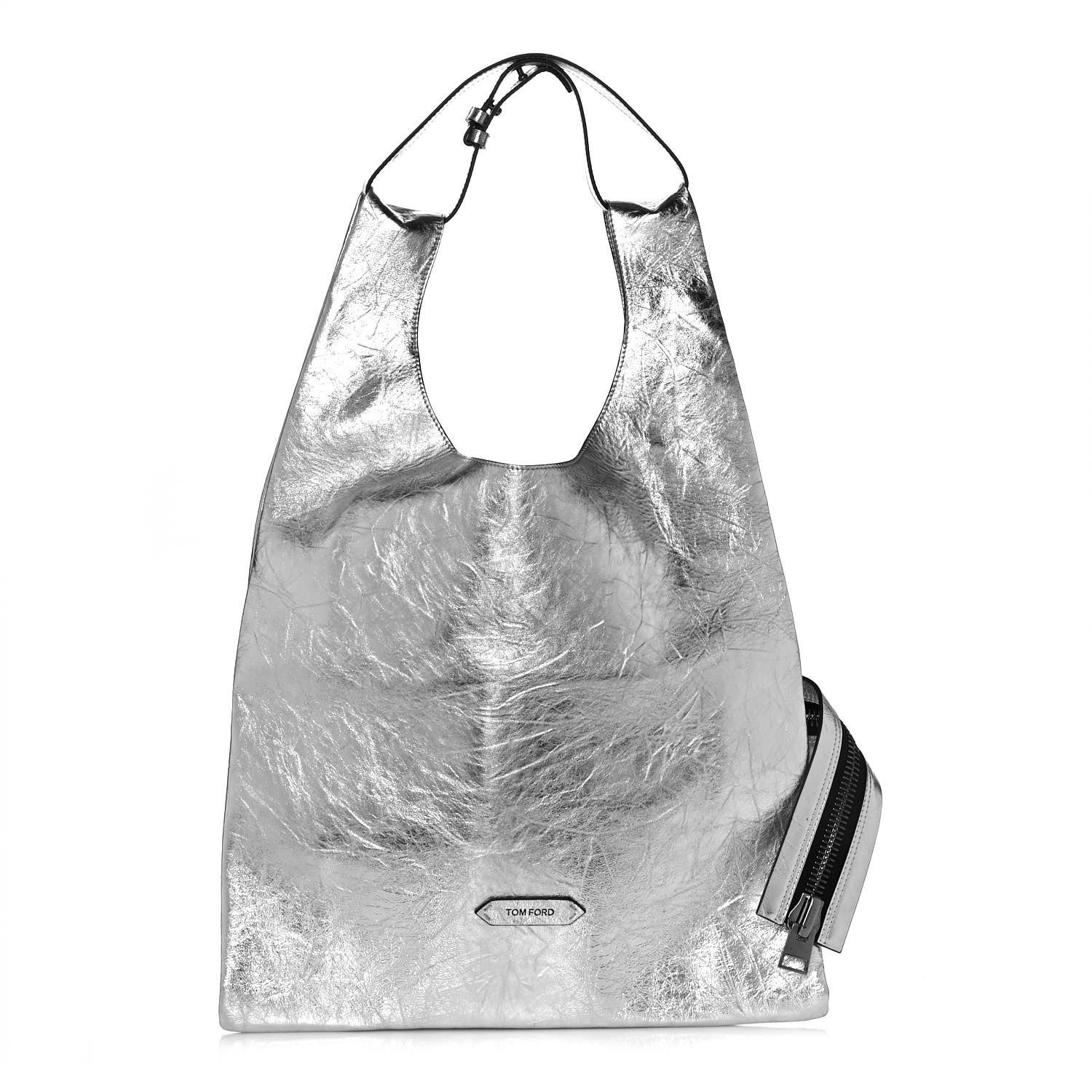 Tom Ford Metallic Calfskin Shoulder Bag Silver 1 of 10