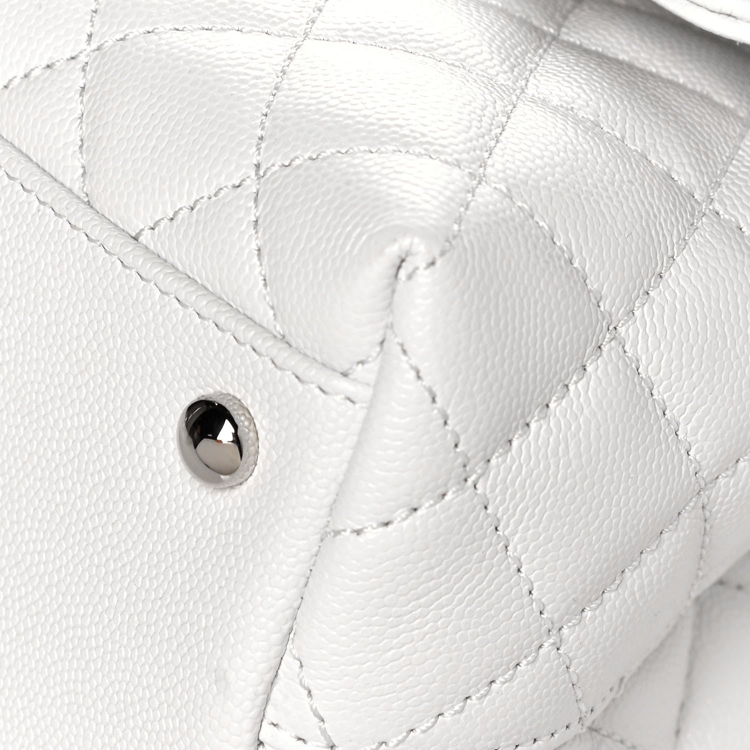 Chanel Caviar Quilted Small Coco Handle Flap White 10 of 14
