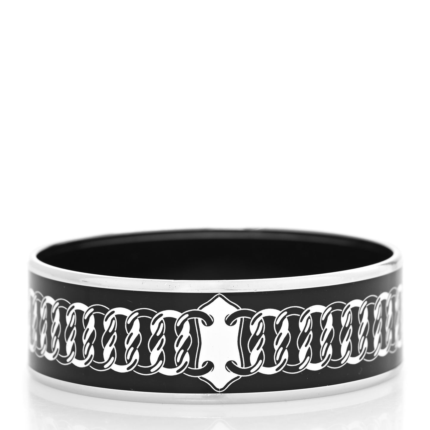 Enamel Printed Wide Reactions En Chaines Bangle 70 Black