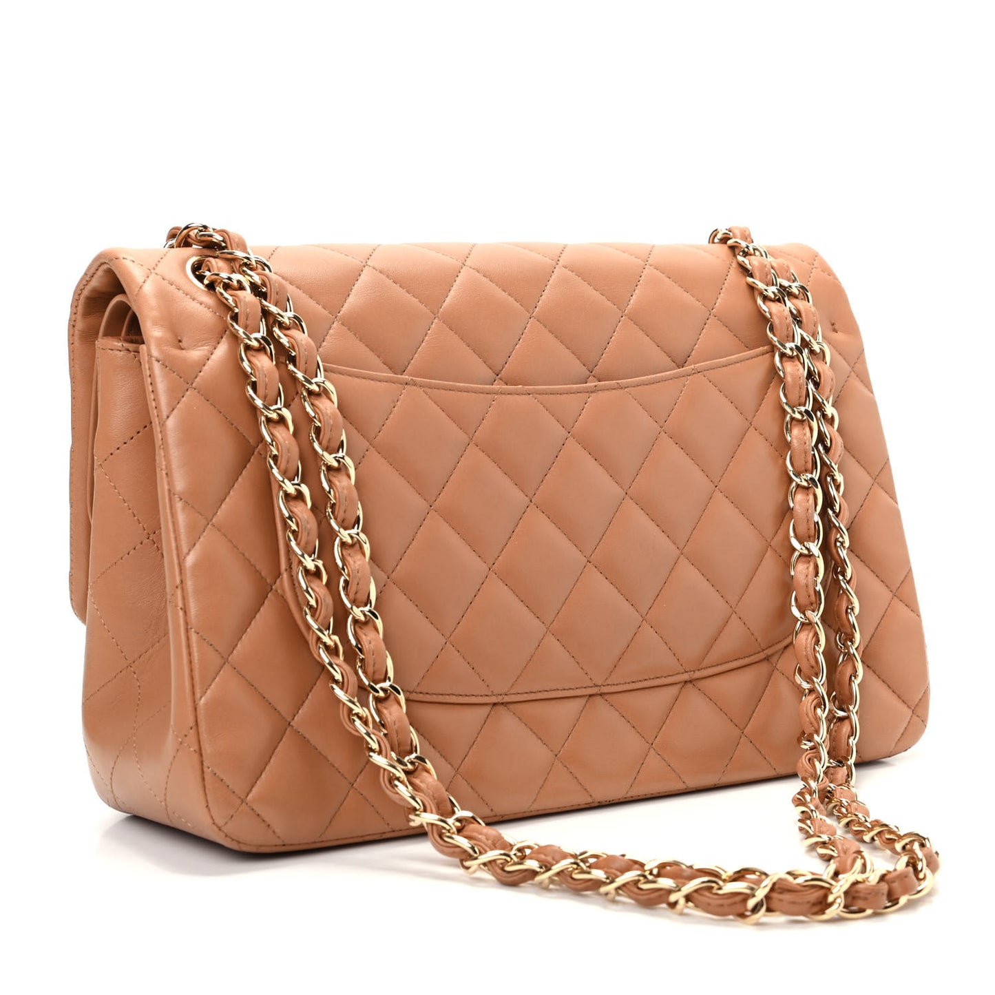 Lambskin Quilted Jumbo Double Flap Brown