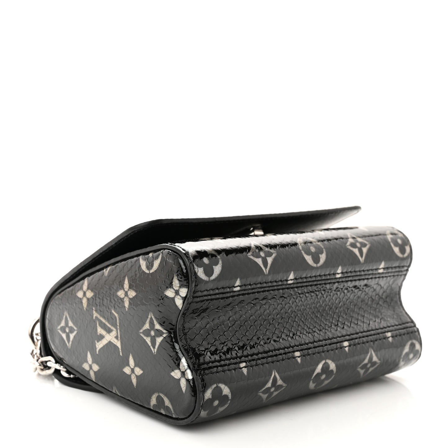 Snakeskin Monogram Twist Shoulder Bag PM Black