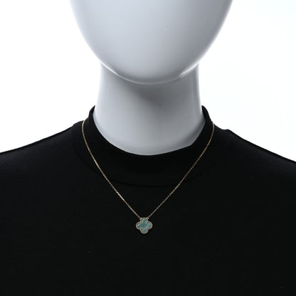 Van Cleef & Arpels 18K Yellow Gold Malachite Vintage Alhambra Pendant Necklace 2 of 5