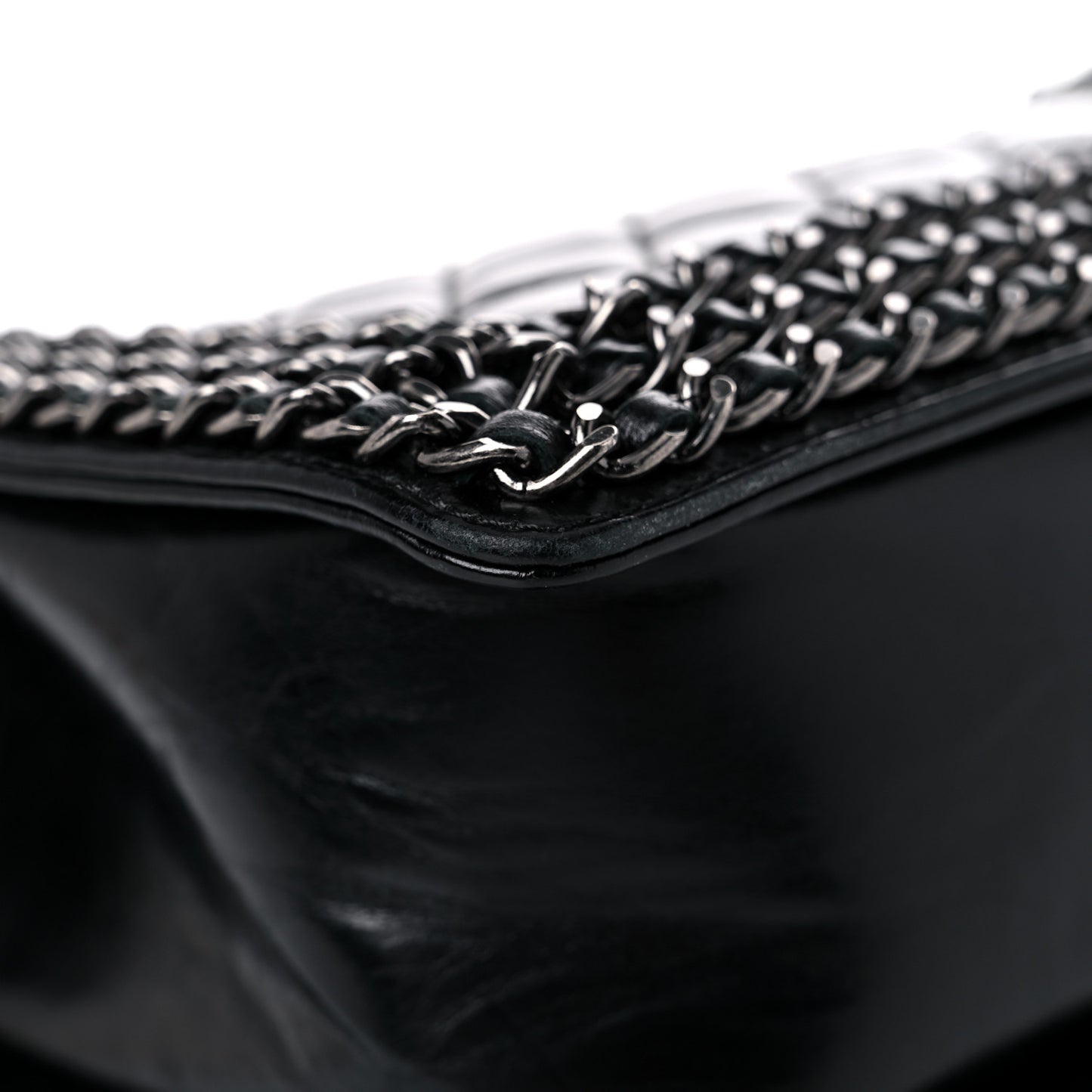 Glazed Calfskin Quilted Medium Boy Chained Flap Black