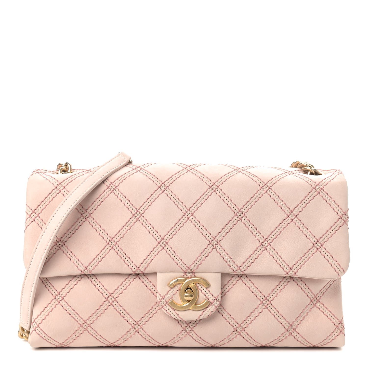 Chanel Calfskin Triple Stitched Medium Flap Pink 1 of 8
