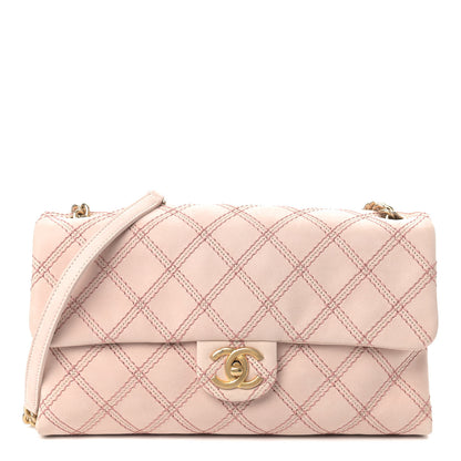 Chanel Calfskin Triple Stitched Medium Flap Pink 1 of 8