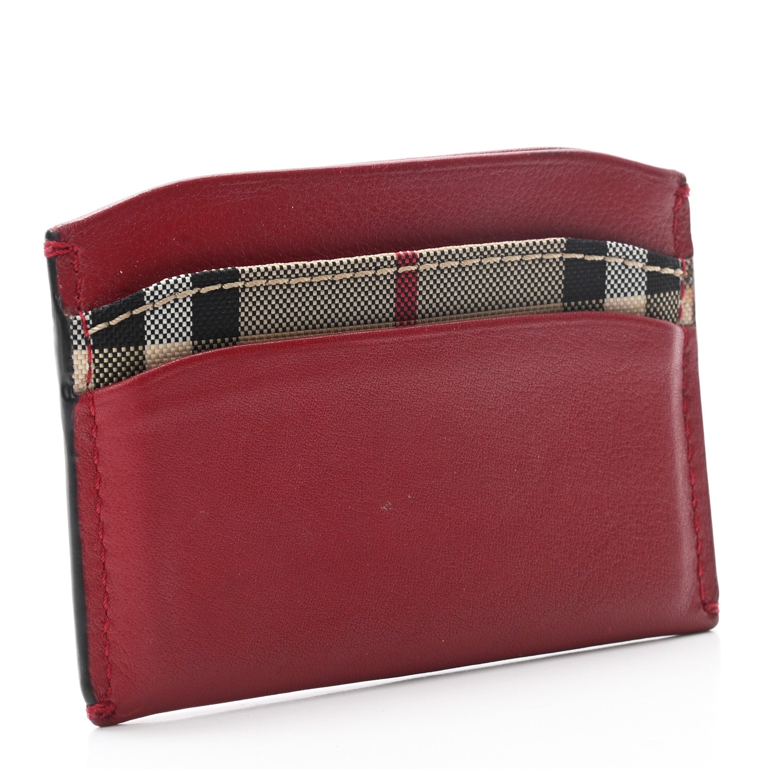 Burberry Calfskin Horseferry Check Izzy Card Case Red 3 of 7