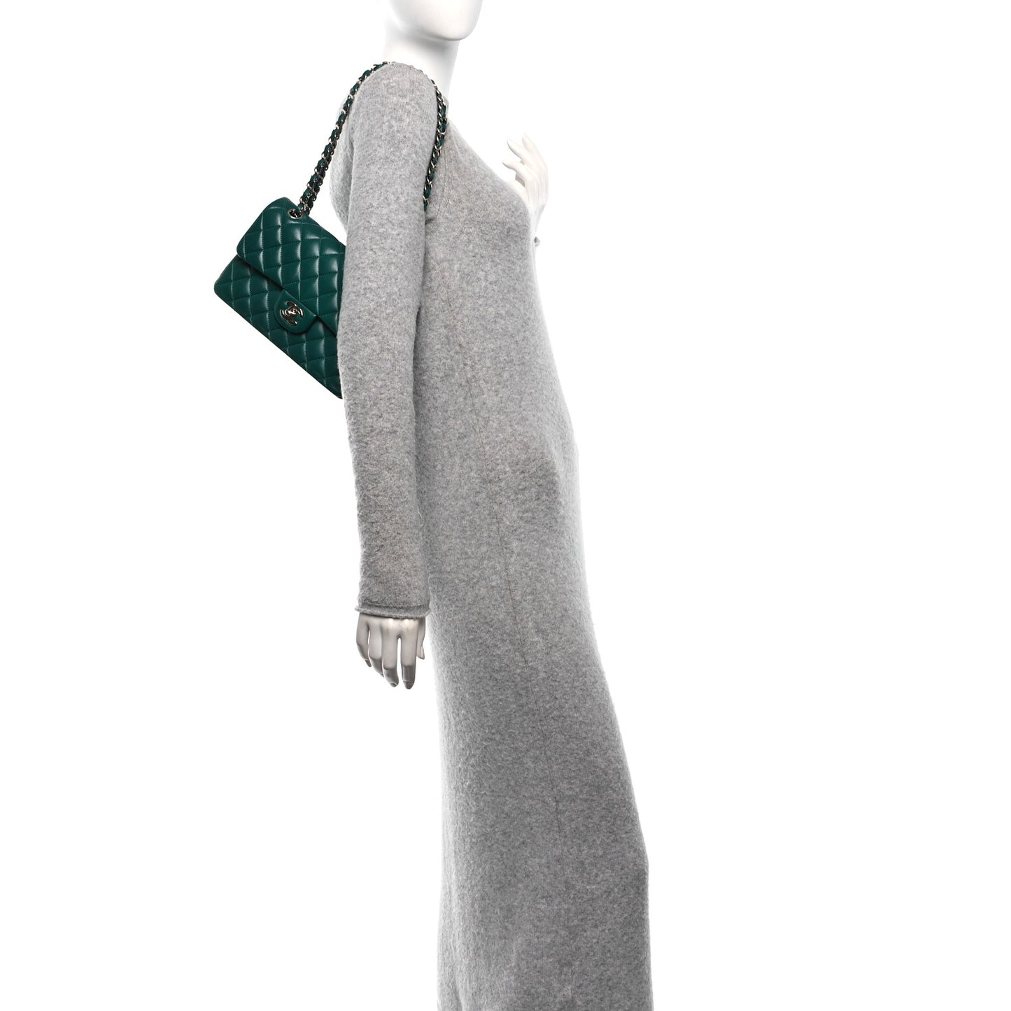 Lambskin Quilted Small Double Flap Green