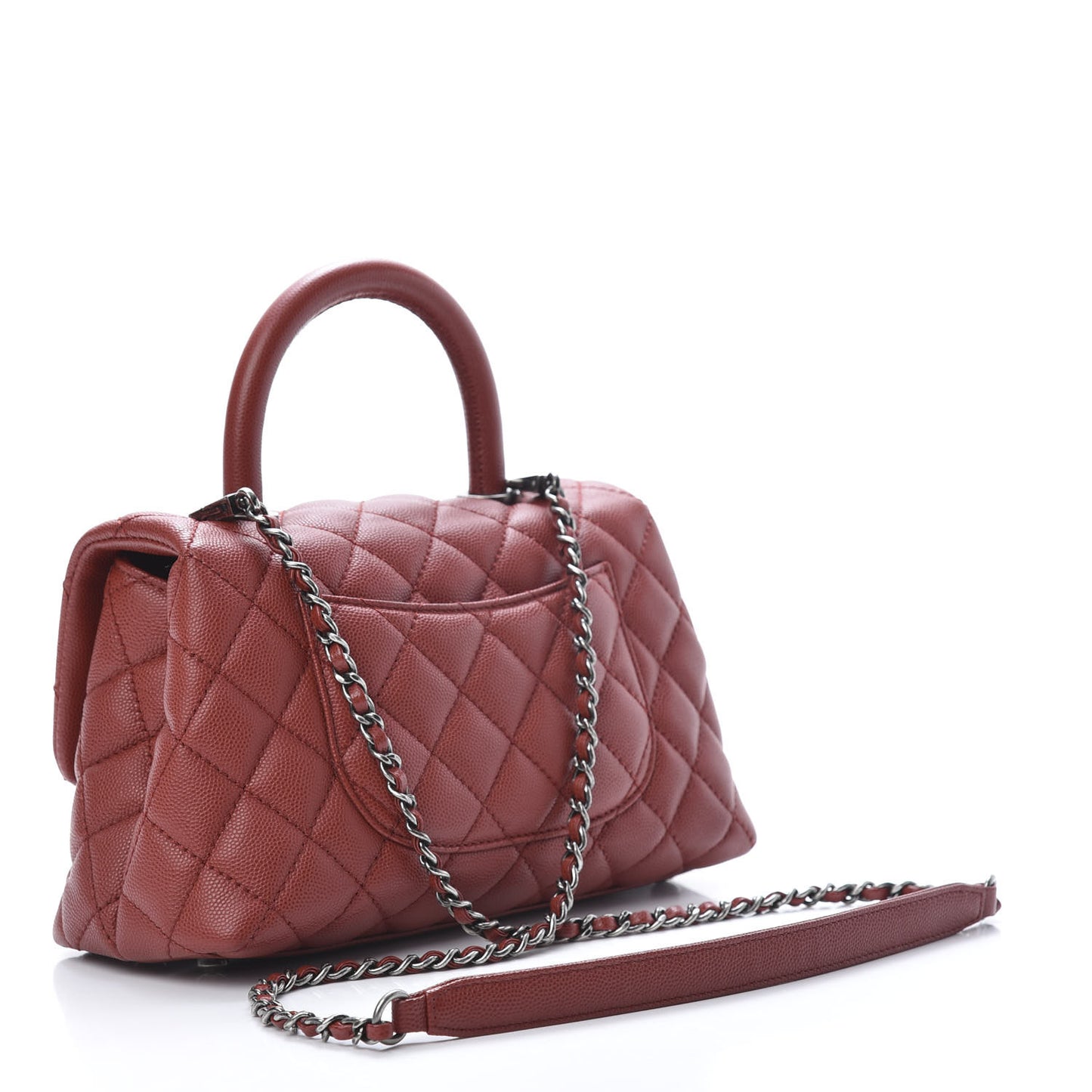 Caviar Quilted Mini Coco Handle Flap Dark Red
